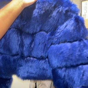 Blue Faux Fur cropped jacket